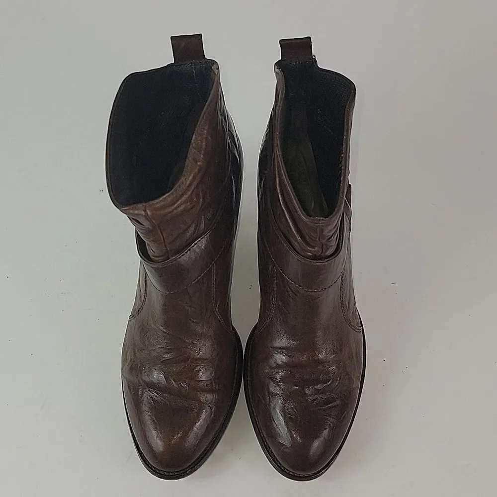 Paul Green Strappy Brown Leather Handmade Women's Ankle Boots